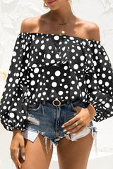Fashion Print Split Joint Off the Shoulder Tops