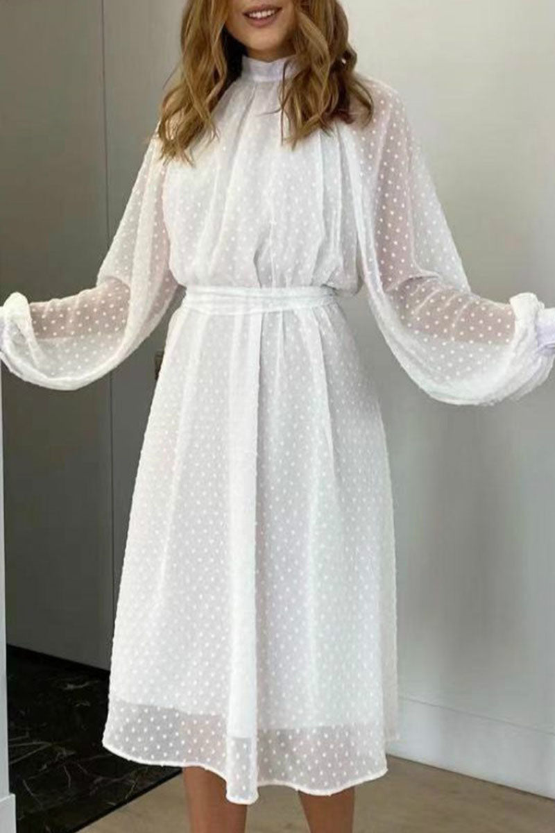 Fashion Elegant Solid Patchwork Half A Turtleneck A Line Dresses