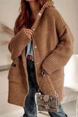 Casual Solid Pocket Hooded Collar Tops Sweater(6 Colors)