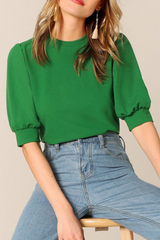 Casual Solid Split Joint O Neck Tops