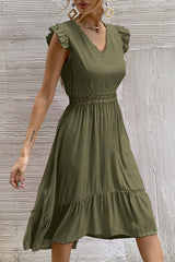 Casual Solid Split Joint V Neck Irregular Dresses(7 Colors)