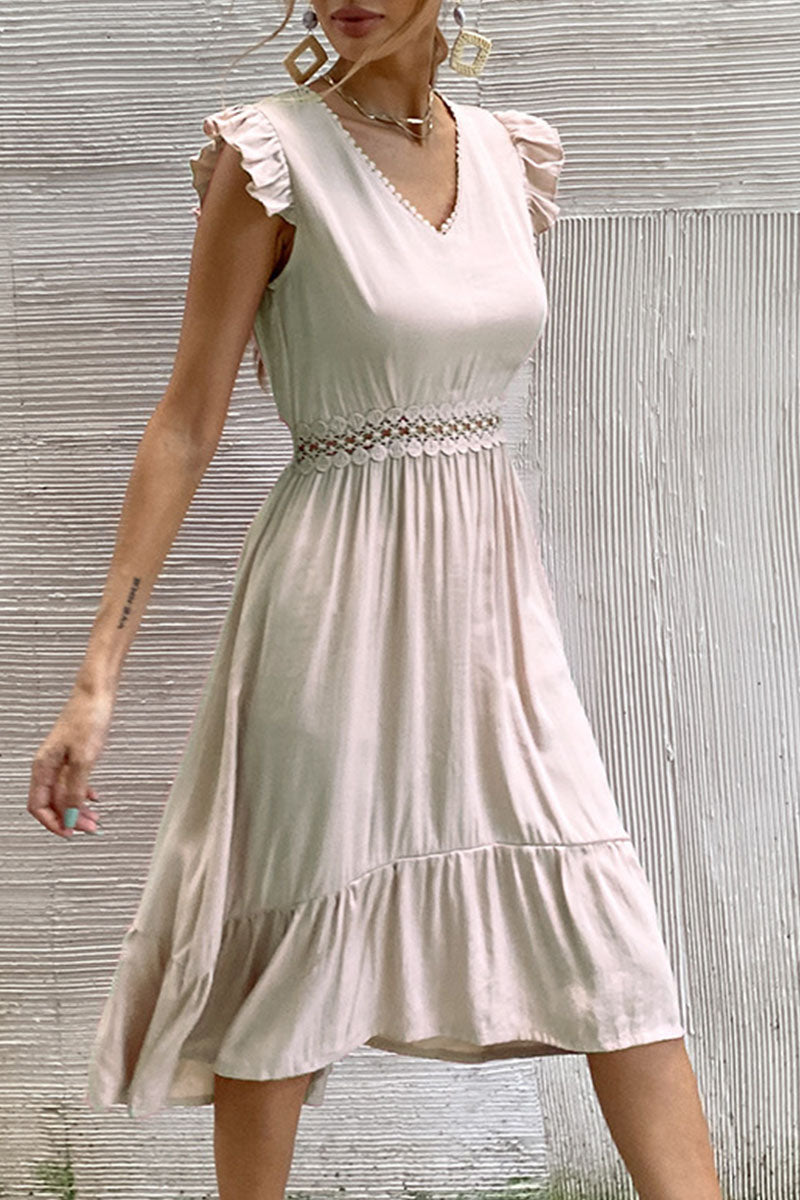 Casual Solid Split Joint V Neck Irregular Dresses(7 Colors)