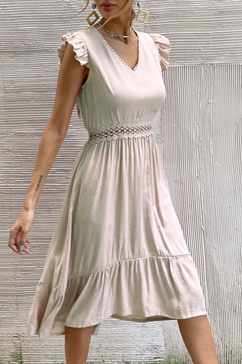 Casual Solid Split Joint V Neck Irregular Dresses(7 Colors)
