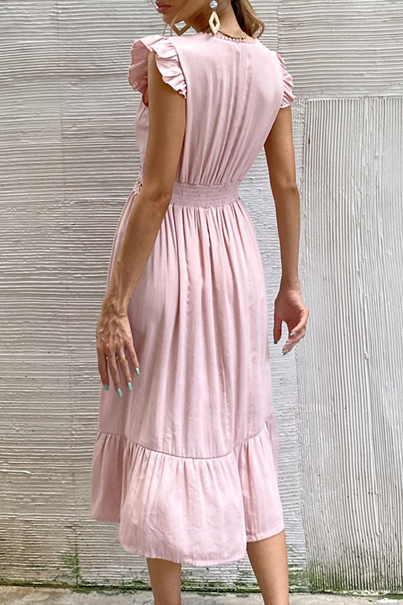 Casual Solid Split Joint V Neck Irregular Dresses(7 Colors)