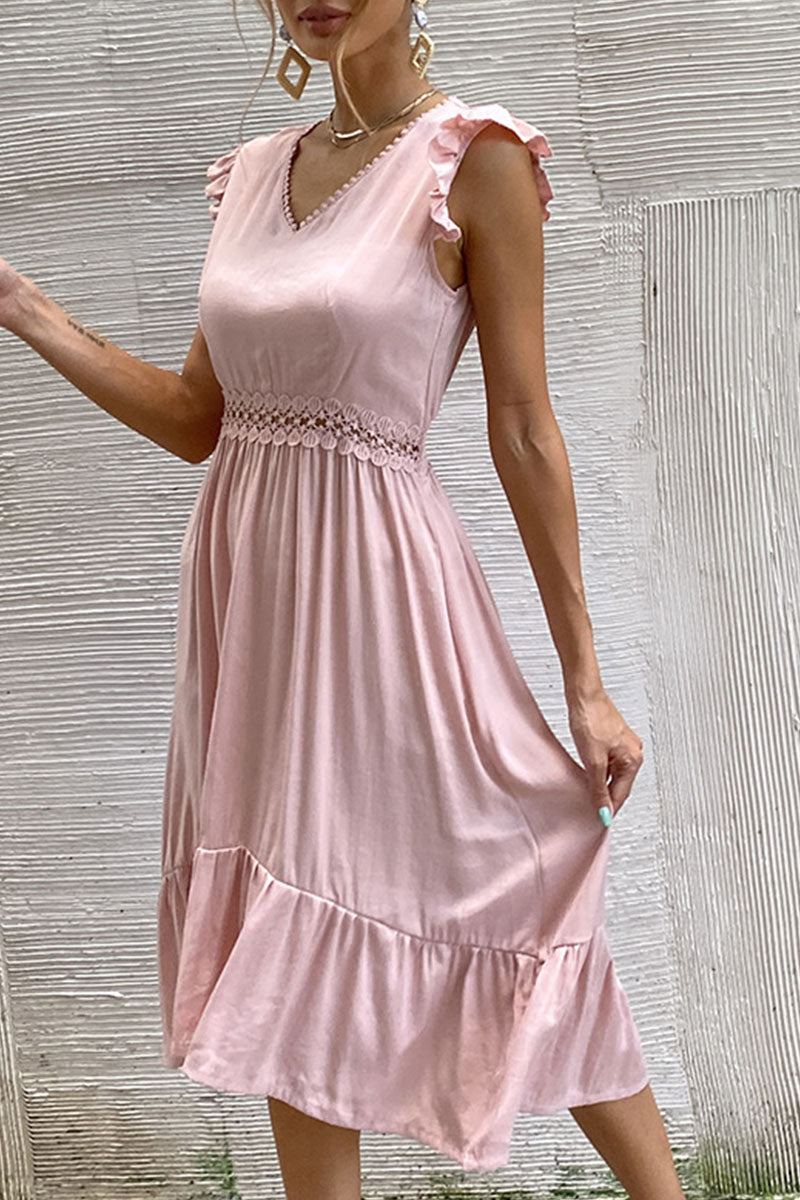 Casual Solid Split Joint V Neck Irregular Dresses(7 Colors)