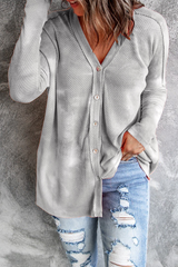 Casual Tie Dye Split Joint Buckle V Neck Tops