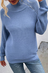 Casual Solid Split Joint Turtleneck Tops(7 Colors)