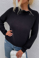 Casual Solid Split Joint Turtleneck Tops(7 Colors)
