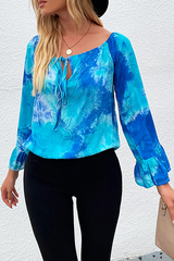 Casual Tie Dye Split Joint Frenulum Tops