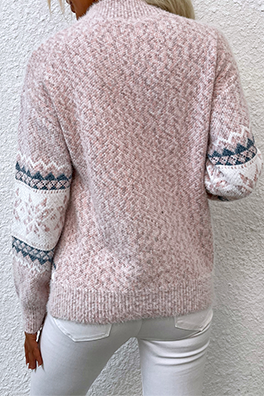 Casual Snowflakes Basic Half A Turtleneck Tops