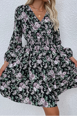 Casual Elegant Floral Split Joint Fold V Neck Dresses