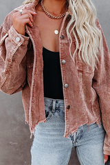 Casual Vintage Solid Tassel Buckle Turndown Collar Outerwear(6 Colors)