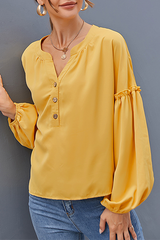 Casual Solid Buckle Stringy Selvedge V Neck Tops