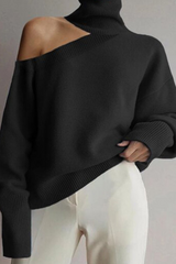 Casual Solid Hollowed Out Turtleneck Tops Sweater(3 Colors)