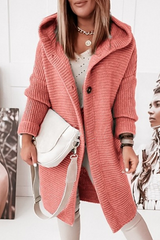 Casual Solid Split Joint Buckle Hooded Collar Outerwear Sweater