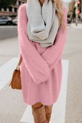 Casual Solid Tassel Split Joint O Neck Dressesï¼? colors)