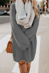 Casual Solid Tassel Split Joint O Neck Dressesï¼? colors)