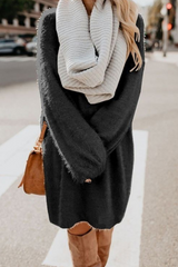 Casual Solid Tassel Split Joint O Neck Dressesï¼? colors)