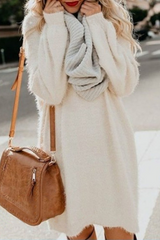 Casual Solid Tassel Split Joint O Neck Dressesï¼? colors)