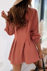 Fashion Elegant Solid Buckle Fold V Neck A Line Dresses