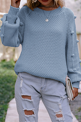 Casual Solid Split Joint O Neck Tops Sweater