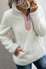 Casual Street Patchwork Pocket Zipper Zipper Collar Tops