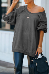 Casual Solid Split Joint Backless O Neck Tops