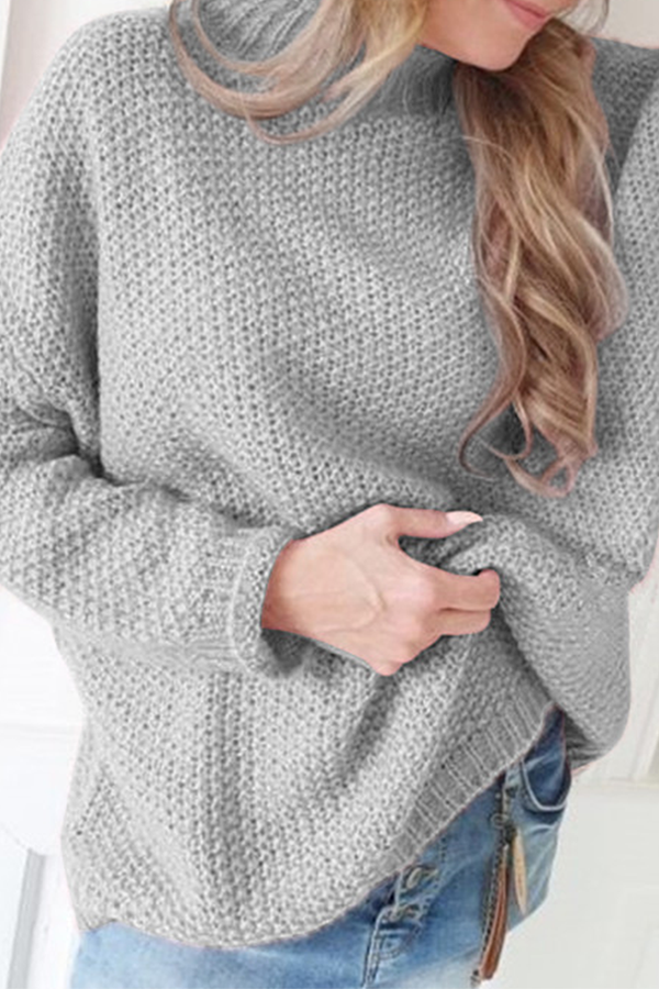 Casual Solid Basic Half A Turtleneck Tops Sweater(4 Colors)