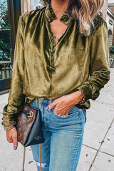 Casual Solid Split Joint Buckle Mandarin Collar Tops(3 Colors)