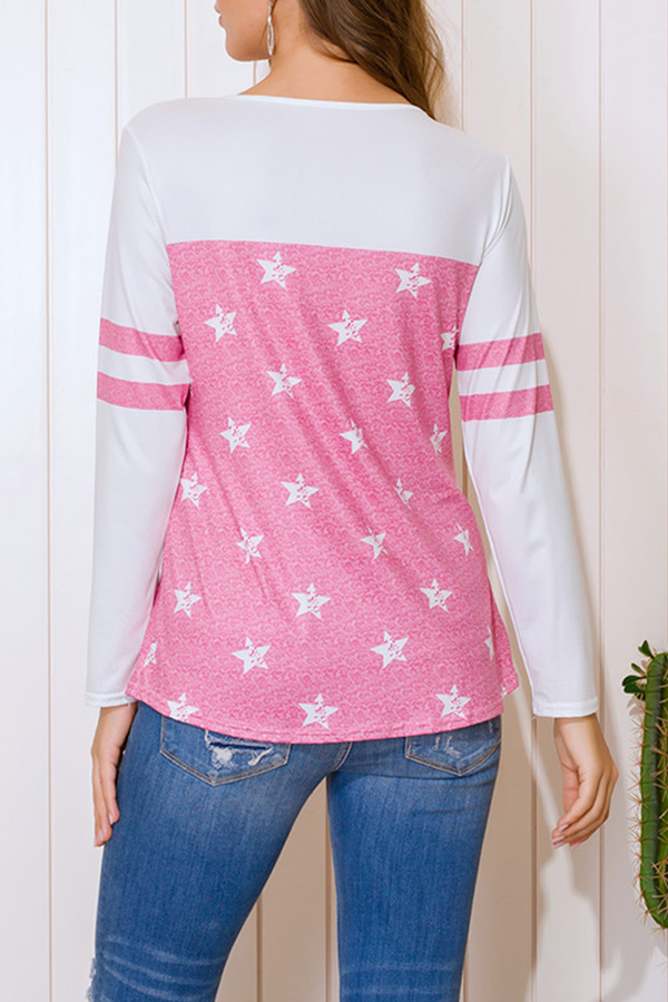 Casual The stars Split Joint Cross Straps O Neck Tops