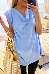 Casual Solid Split Joint U Neck Tops(3 Colors)