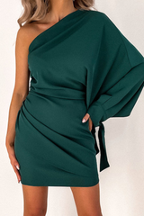 Fashion Solid One Shoulder Pencil Skirt Dresses