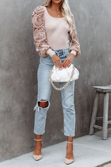 Casual Solid Lace U Neck Tops