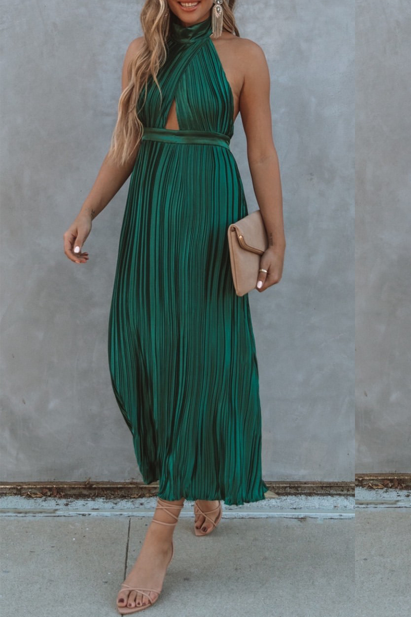 Fashion Geometric Backless Halter Straight Dresses