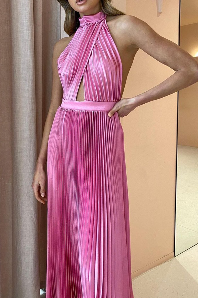 Fashion Geometric Backless Halter Straight Dresses