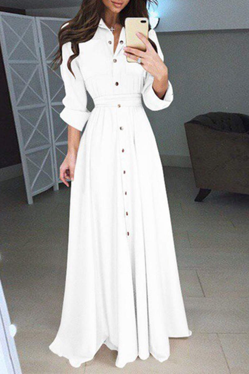 Casual Solid Make Old Turndown Collar Shirt Dress Dresses(5 Colors)