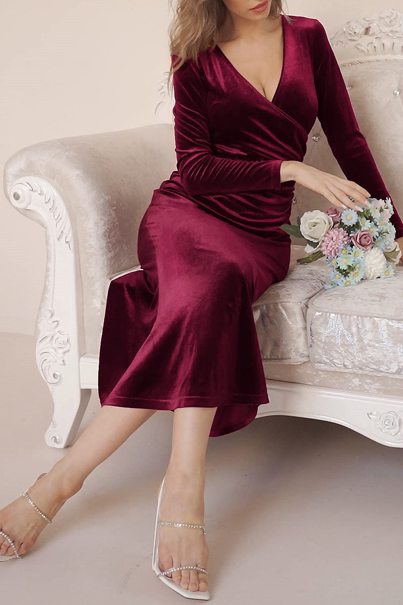 Sweet Elegant Solid Solid Color V Neck Evening Dress Dresses(4 Colors)