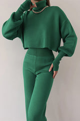 Casual Solid Solid Color Turtleneck Long Sleeve Two Pieces