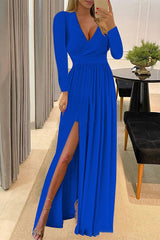 Celebrities Elegant Solid Flounce V Neck A Line Dresses(5 Colors)