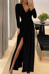 Celebrities Elegant Solid Flounce V Neck A Line Dresses(5 Colors)