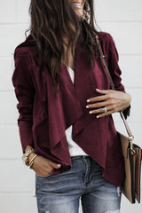 Sweet Street Solid Solid Color Turndown Collar Outerwear