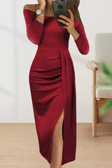 Celebrities Solid Solid Color Off the Shoulder Dresses(5 Colors)