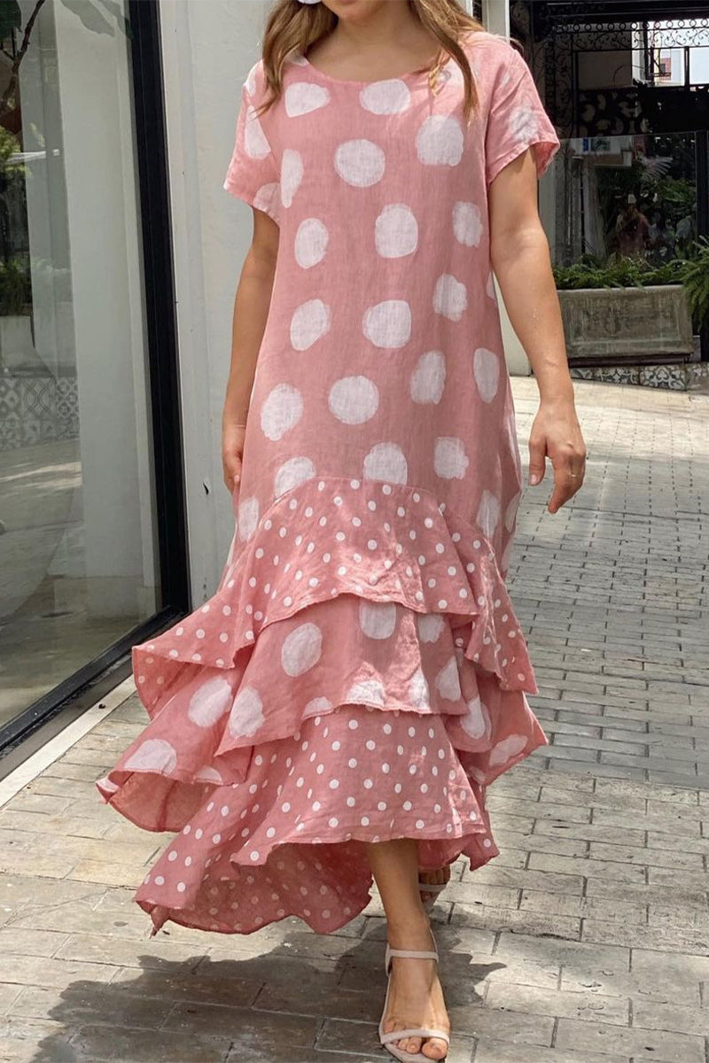 Casual Dot Patchwork Printed Dress Dresses(10 Colors)