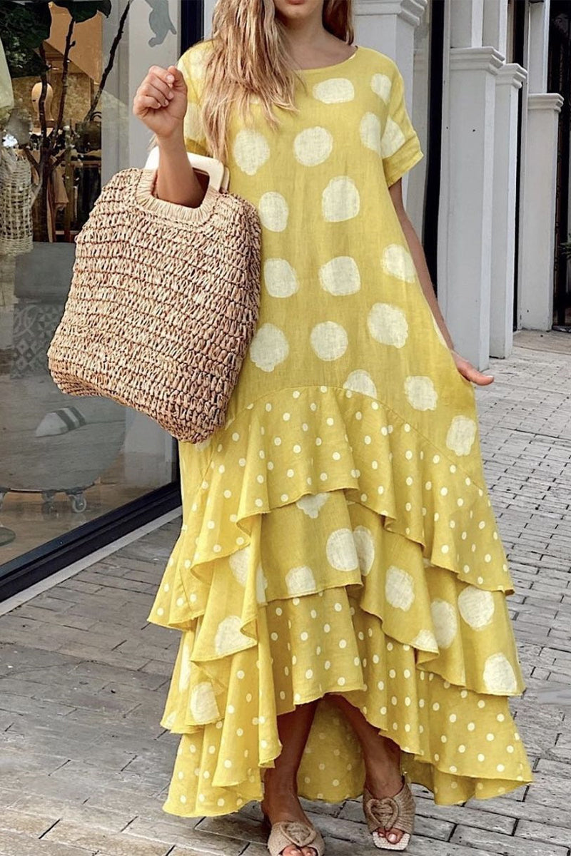 Casual Dot Patchwork Printed Dress Dresses(10 Colors)