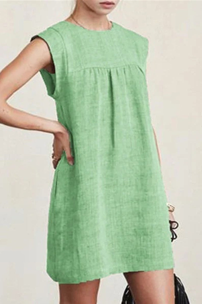 Casual Solid Solid Color O Neck A Line Dresses