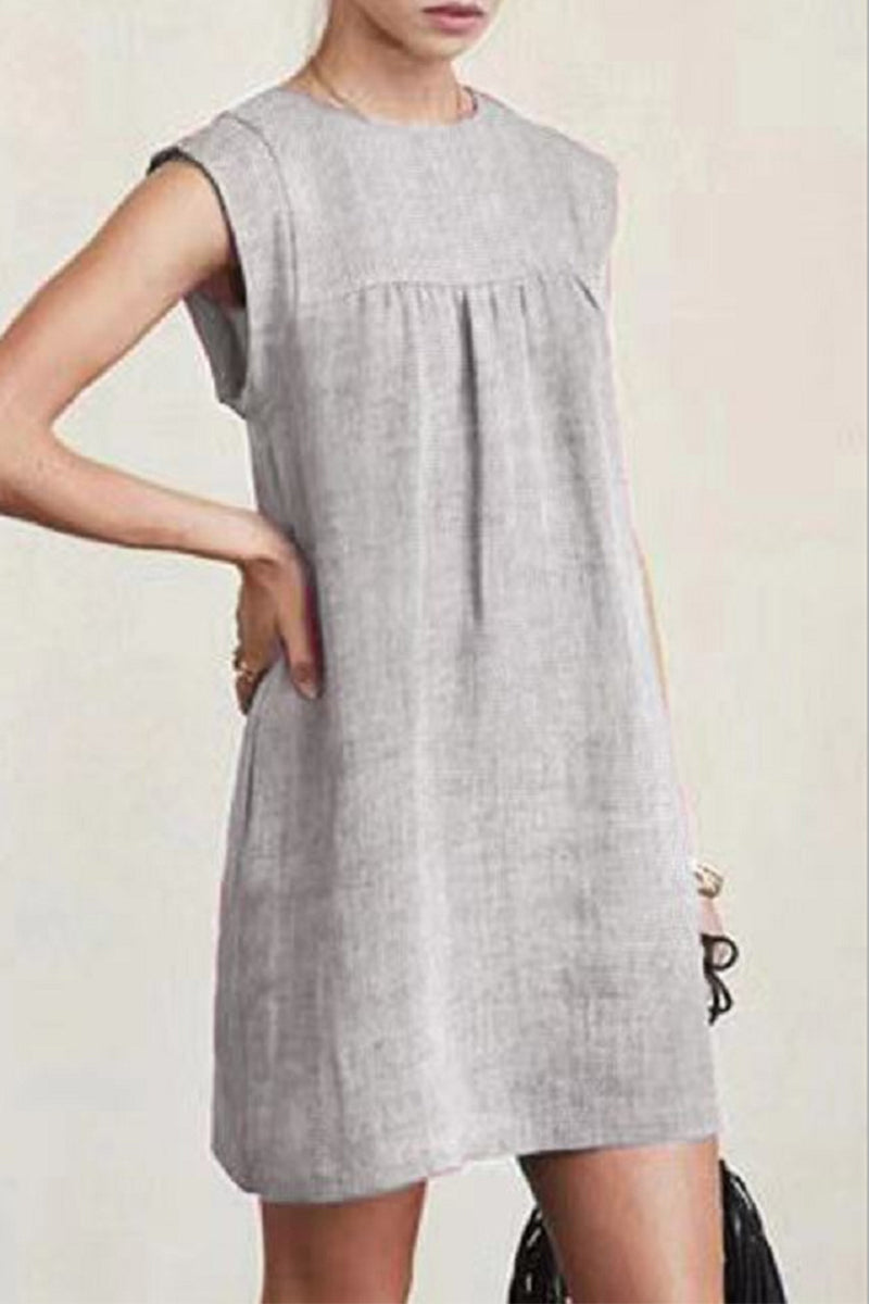 Casual Solid Solid Color O Neck A Line Dresses