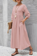 Casual Solid Solid Color O Neck A Line Dresses(11 Colors)