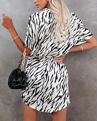 Zebra Print Shirt Dress