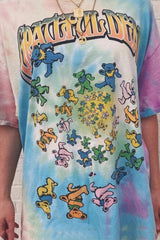 Round Neck Tie-Dyed Bear T-Shirt