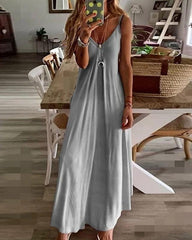 Women's Strap Dress Maxi long Dress Sleeveless Color Gradient Summer